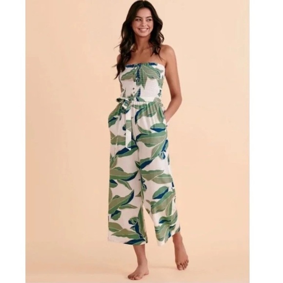Billabong Pants - Billabong Forward Feelings Tropical Print Sleeveless Jumpsuit - Size Large